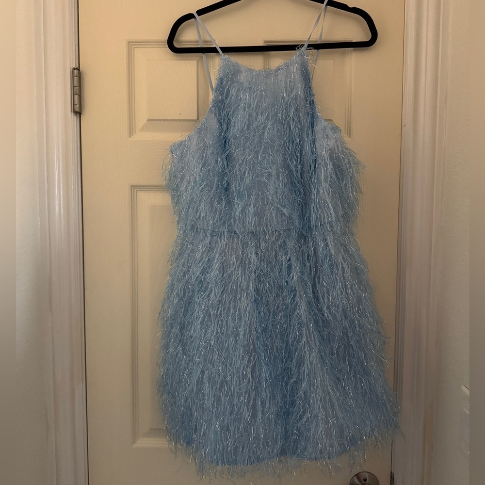 Blue Feathered Dress